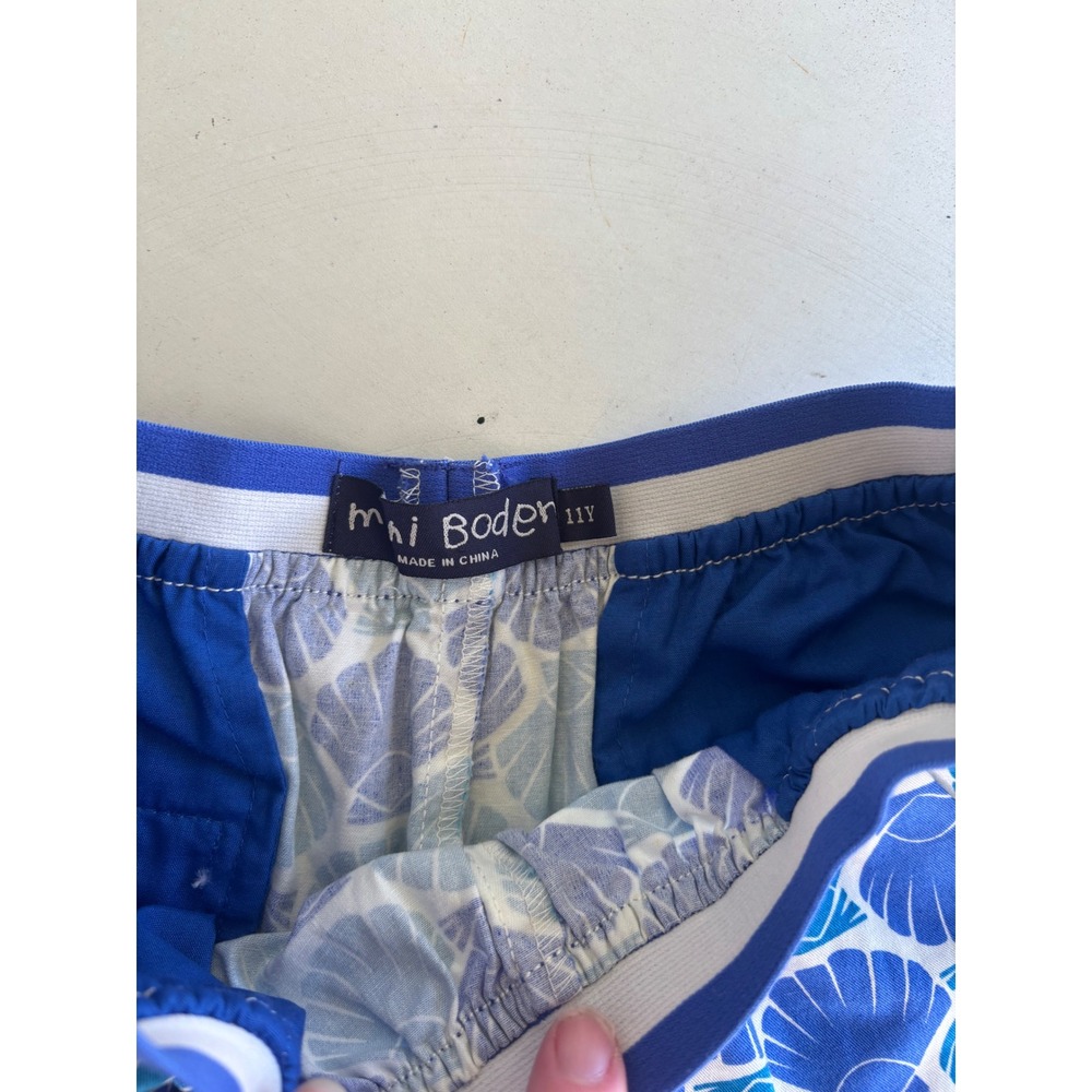 Mini Boden Girls Blue Seashell Print Shorts Elastic Waist Cuffed Size 11Y - Picture 3 of 6